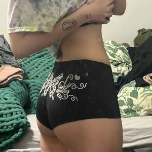 rhinestone butterfly cropped shorts